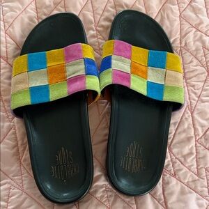 Charlotte Stone Multicolor Checkered Slide Sandals